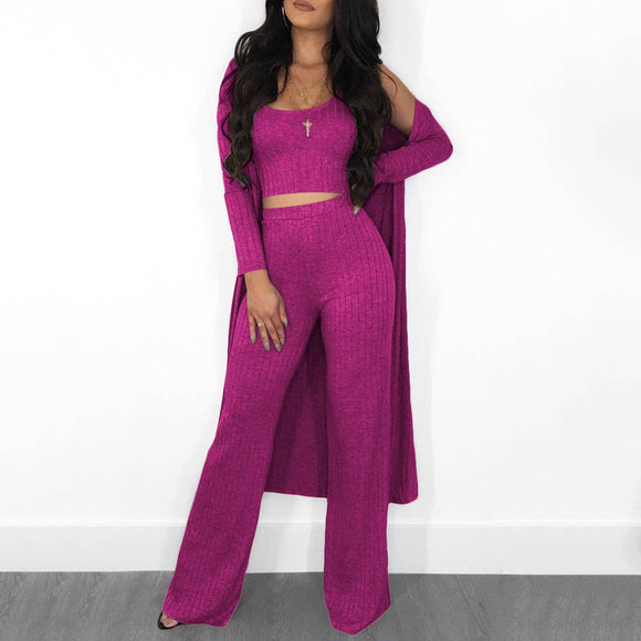 Ribbed Knit Long Sleeve 3 Piece Set