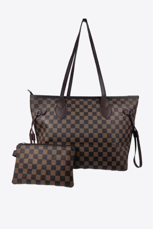 Two-Piece Checkered PVC Bag Set