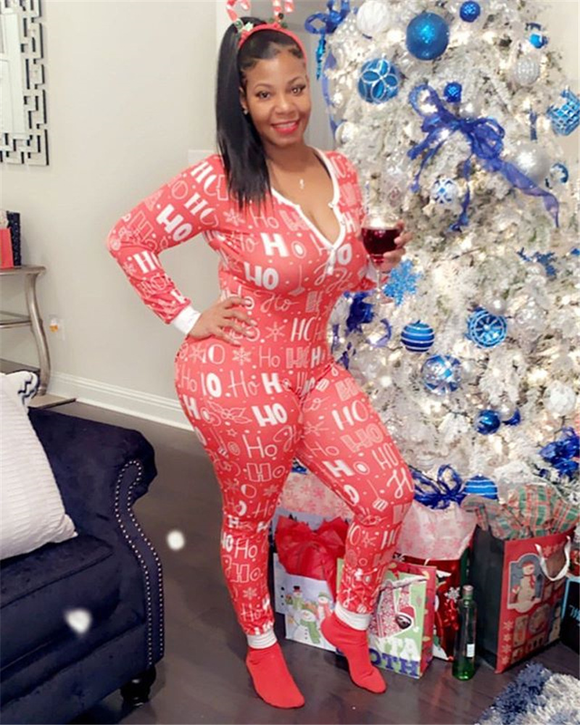 Women christmas pajamas custom print adult onesie