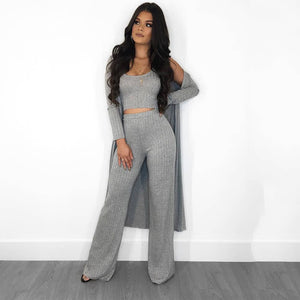 Ribbed Knit Long Sleeve 3 Piece Set