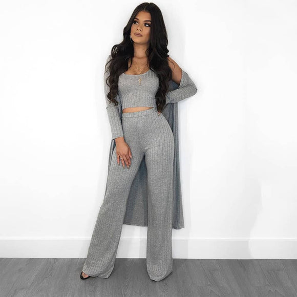 Ribbed Knit Long Sleeve 3 Piece Set