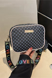 Printed Slogan Strap Shoulder Bag